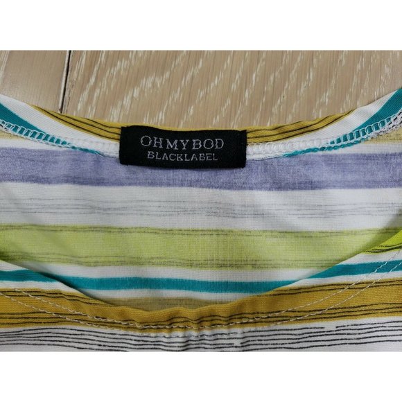 Oh My Bod "Black Label" Women's Long Sleeve Stretch Beach Sun Top Large Striped - Picture 4 of 9